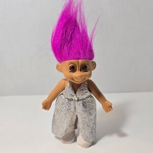 Russ Tracey Troll Doll 7" Poseable Sparkling Silver Gown Pearl Necklace Retro